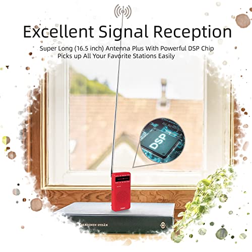 PRUNUS J-166 Portable Radio AM FM, Battery Operated Radio with Tuning Light, Back Clip, Excellent Reception, AM FM Radios Portable, Transistor Radios - Image 5