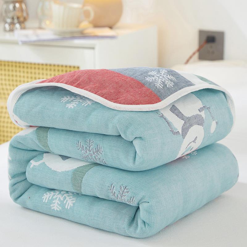 100% Cotton Lightweight Summer Baby Blanket (Snowman) 