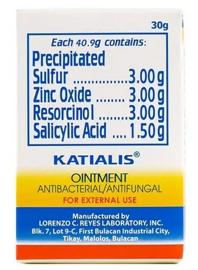 Katialis Ointment Antibacterial / Antifungal Sulfur 3G Zinc Oxide 3G Resorcinol 3G Salicylic Acid 1.50G 30G - Image 1