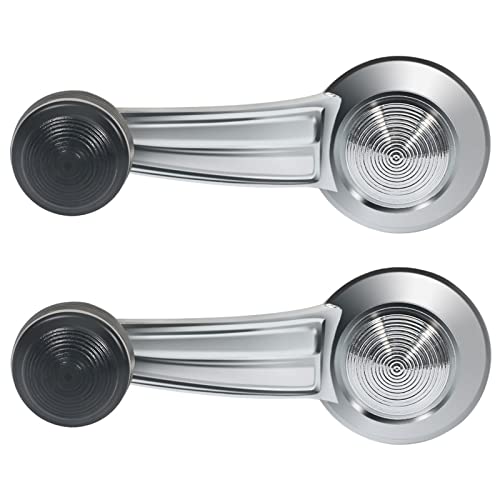 LUJUNTEC Interior Door Handles Window Crank Handle,Front Rear Door Handles Driver Left Passenger Right Side,Replacement for 1968-1989 For Buick for Electra,2pcs Chrome Black Handles Replace - Image 1