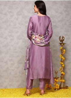 ISHIN Women Onion Pink Kurta Set With Dupatta  - Image 5
