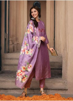 ISHIN Women Onion Pink Kurta Set With Dupatta  - Image 1
