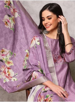 ISHIN Women Onion Pink Kurta Set With Dupatta  - Image 3