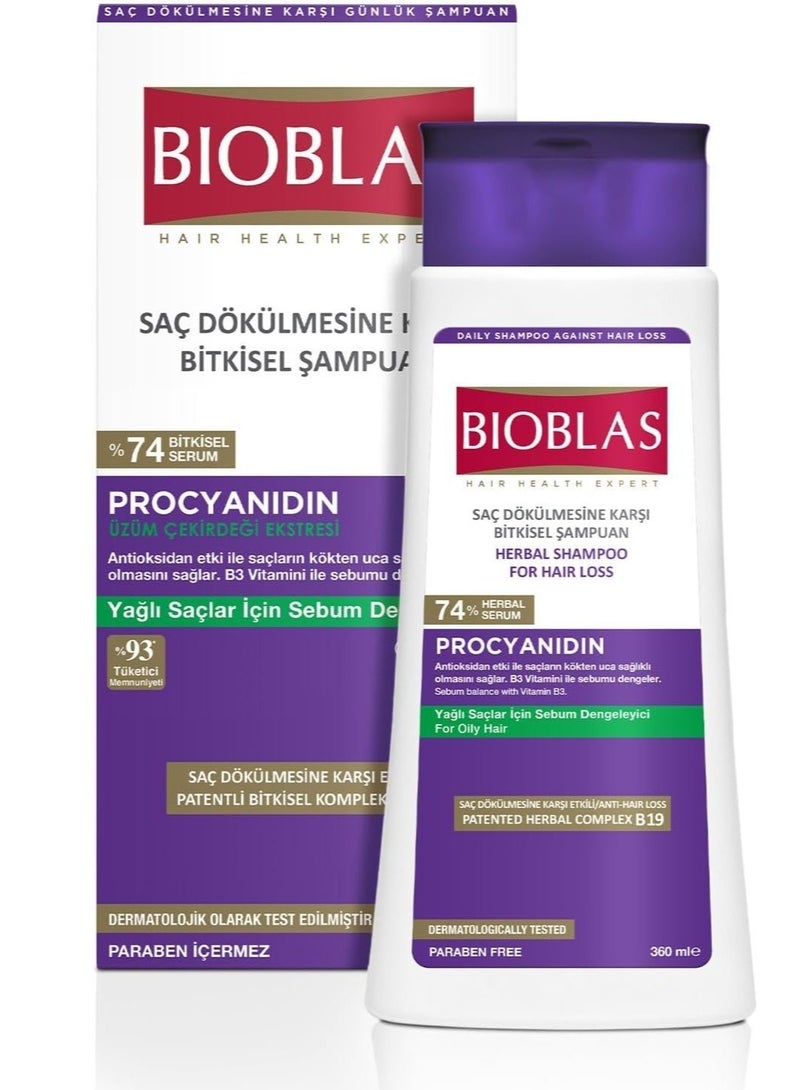 BIOBLAS Anti-Hair Loss Shampoo for Oily Hair 360ml with Procyanidin, Anti-Greasy Scalp Care, Deep Cleansing & Oil Control - Image 1