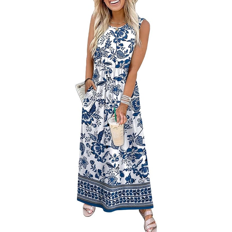 WIHOLL Summer Dresses for Women 2026 Maxi Dresses Long Flowy A Line Sleeveless Sundresses with Pockets - Image 2