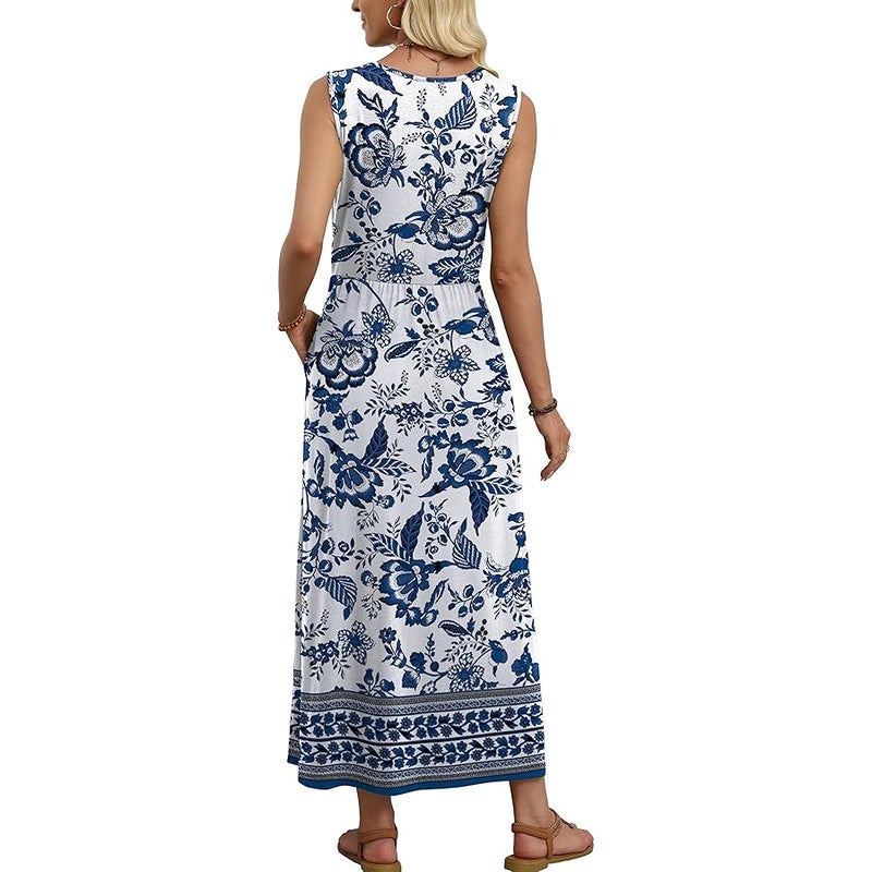 WIHOLL Summer Dresses for Women 2026 Maxi Dresses Long Flowy A Line Sleeveless Sundresses with Pockets - Image 5