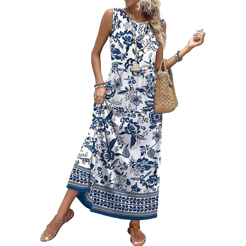 WIHOLL Summer Dresses for Women 2026 Maxi Dresses Long Flowy A Line Sleeveless Sundresses with Pockets - Image 1
