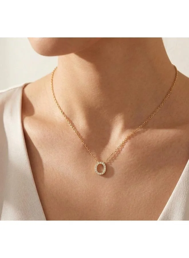 روفو Letter O  Initial Pendant Necklace 18k Gold Plated
