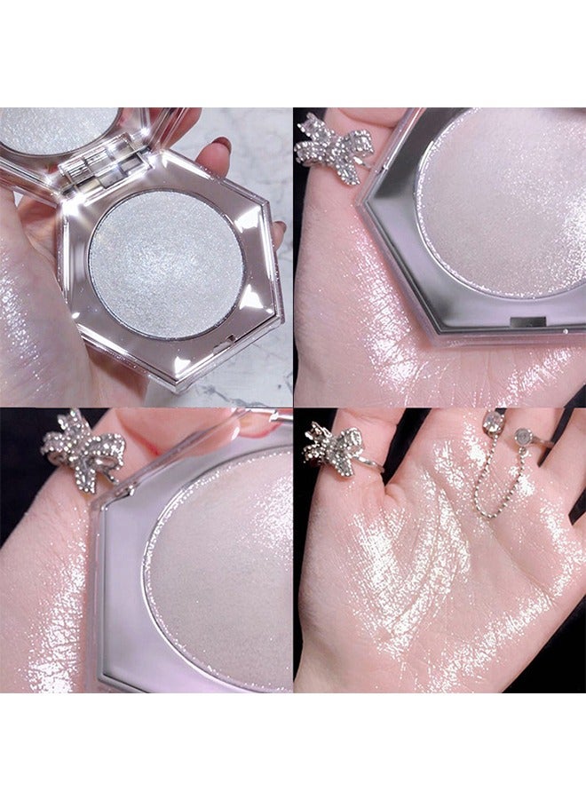 Julystar Diamond Bomb，Pearl White Shimmer Glitter Highlighter Highlight Makeup Contour Powder,Silver Glitter Highlighter Face Illuminator Highlighter, Highlighter+Makeup iluminadores Illuminator Make Up (Shiny Silver) - Image 3