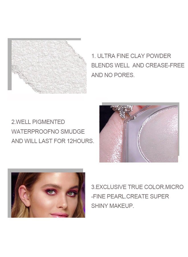 Julystar Diamond Bomb，Pearl White Shimmer Glitter Highlighter Highlight Makeup Contour Powder,Silver Glitter Highlighter Face Illuminator Highlighter, Highlighter+Makeup iluminadores Illuminator Make Up (Shiny Silver) - Image 4