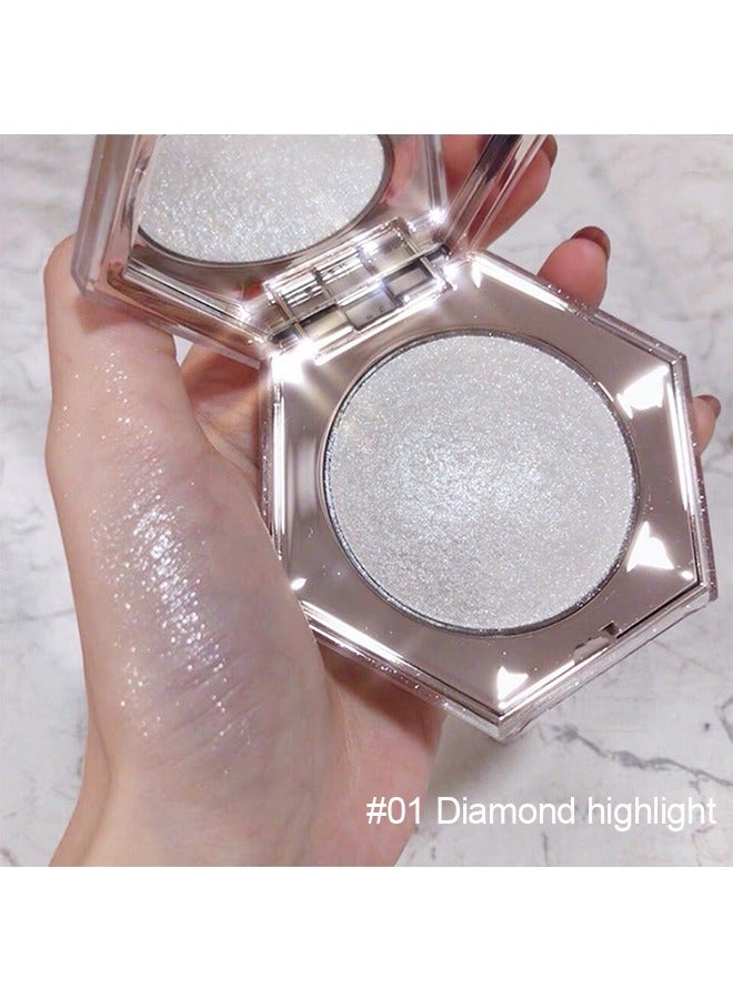 Julystar Diamond Bomb，Pearl White Shimmer Glitter Highlighter Highlight Makeup Contour Powder,Silver Glitter Highlighter Face Illuminator Highlighter, Highlighter+Makeup iluminadores Illuminator Make Up (Shiny Silver) - Image 2