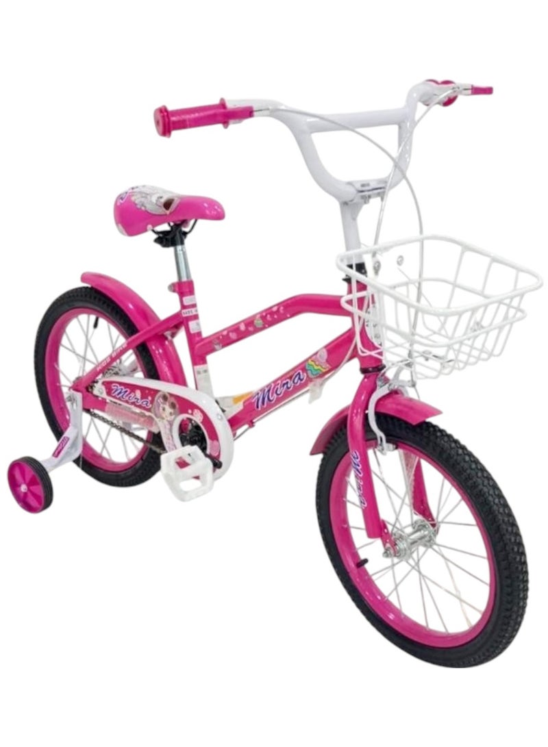 ميرا دراجات أطفال للبنات مقاس 14 بوصة مع عجلات تدريب وسلة من عمر 4 إلى 8 سنوات