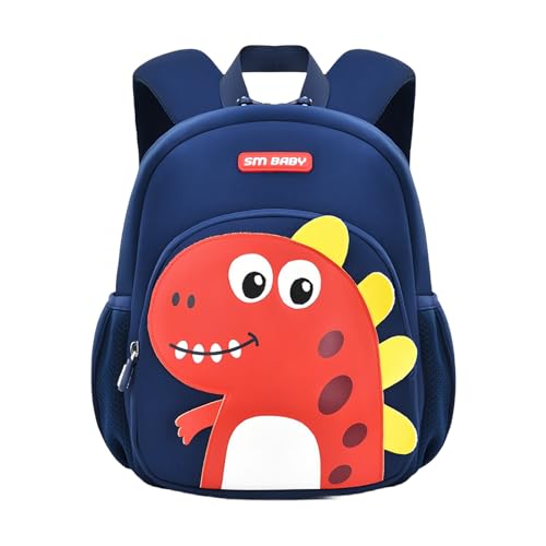Bansusu Dinosaur Anti-lost Kids Backpack for Kindergarten Preschool Boys with Safety Leash, Lightweight Boys Small Backpack Daycare Bag, A-Dark-blue+Red - Image 1