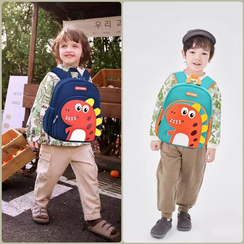 Bansusu Dinosaur Anti-lost Kids Backpack for Kindergarten Preschool Boys with Safety Leash, Lightweight Boys Small Backpack Daycare Bag, A-Dark-blue+Red - Image 2