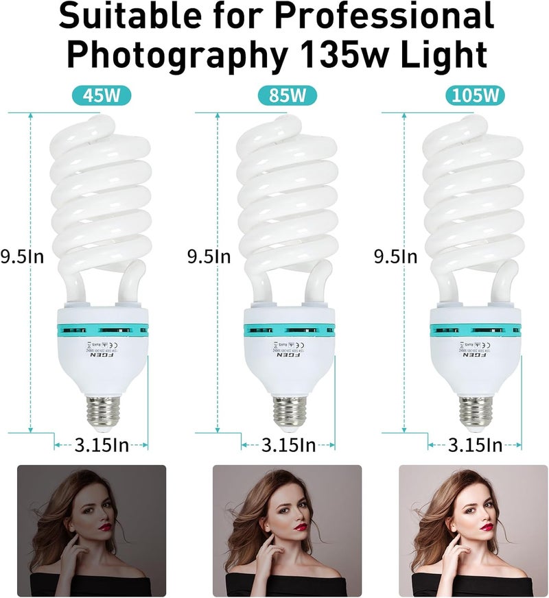 Skytex 2pcs 135W Light Bulb 5500K CFL Daylight Spiral Softbox Lighting Kit Bulb in E27 Socket for Photography Photo - Image 3