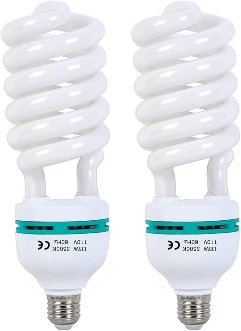 Skytex 2pcs 135W Light Bulb 5500K CFL Daylight Spiral Softbox Lighting Kit Bulb in E27 Socket for Photography Photo - Image 1