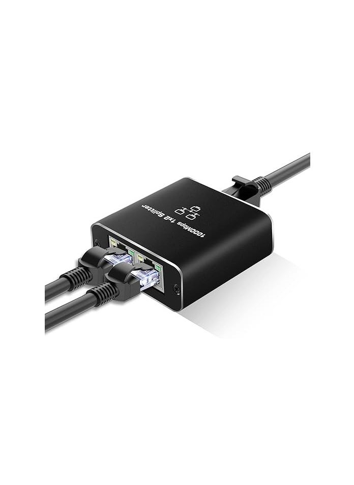 ماركة غير محددة موزع إيثرنت RJ45 من 1 إلى 2 مخرج، موزع شبكة NEWCARE بسرعة 1000 ميجابت في الثانية مع كابل طاقة USB، موصل موزع إنترنت Gigabit LAN لـ Cat 5/5e/6/7/8، يدعم جهازين يعملان في وقت واحد  - Image 1