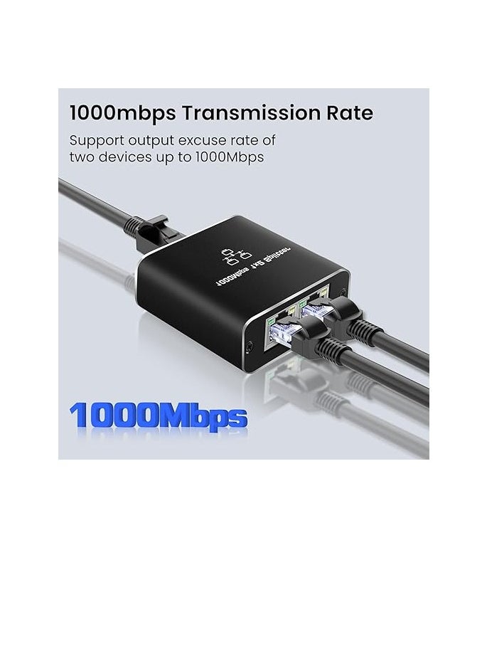 ماركة غير محددة موزع إيثرنت RJ45 من 1 إلى 2 مخرج، موزع شبكة NEWCARE بسرعة 1000 ميجابت في الثانية مع كابل طاقة USB، موصل موزع إنترنت Gigabit LAN لـ Cat 5/5e/6/7/8، يدعم جهازين يعملان في وقت واحد  - Image 2