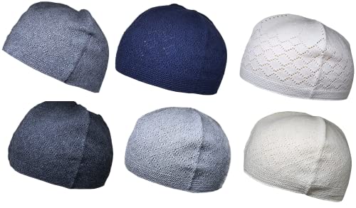 Al-Ameen Muslim Gift Pack 6 Colors Muslim Beanie Prayer Cap Amn-334 Islam Kufi Hat Knit Crochet Taqiyah Takke Skull Topi Headware Eid Ramadan Gift - Image 3