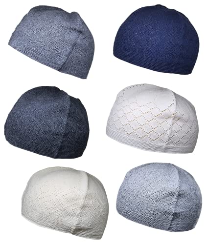 Al-Ameen Muslim Gift Pack 6 Colors Muslim Beanie Prayer Cap Amn-334 Islam Kufi Hat Knit Crochet Taqiyah Takke Skull Topi Headware Eid Ramadan Gift - Image 2