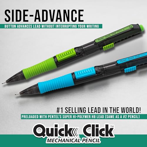 Pentel Quick Click Pop Mechanical Pencil, (0.7mm), Medium, 2 Eraser Refills, Pack of 4 (PD217ALEBP4) - Image 3