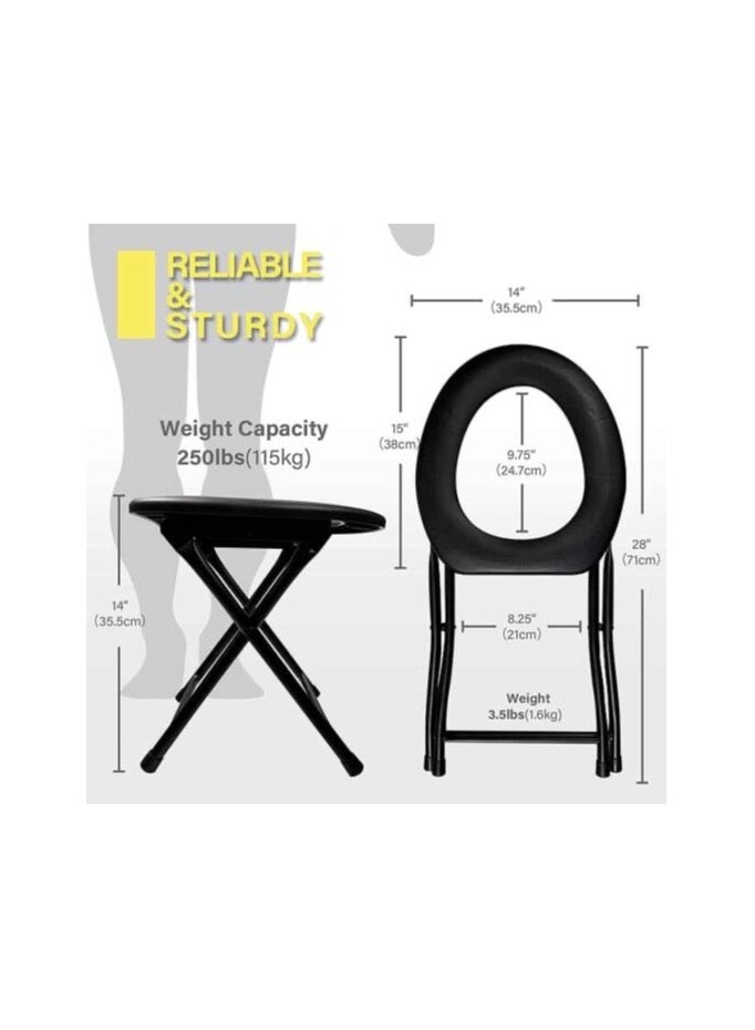 ZO7 Portable Toilet Seat, Foldable Toilet Camping Chair, Portable Commode Chair, Shower Chair, Bathroom Seat Heavy-Duty Metal Frame - Image 3