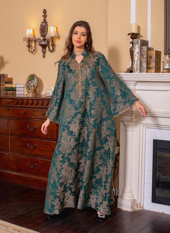 Take Two Green Beaded Maxi Jalabiya - Image 3
