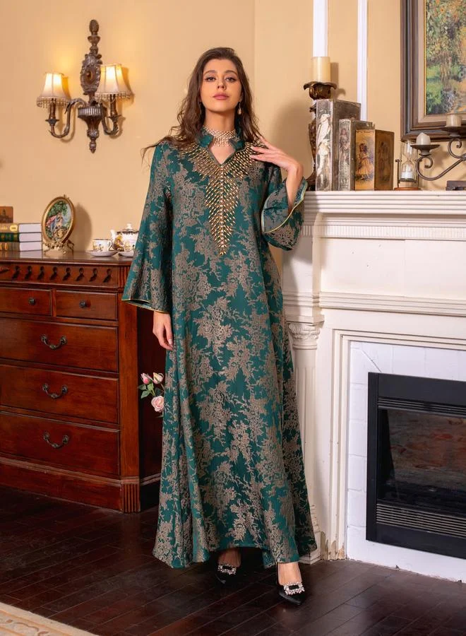 Take Two Green Beaded Maxi Jalabiya