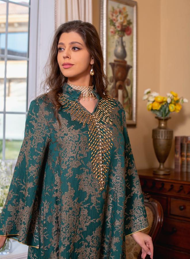 Take Two Green Beaded Maxi Jalabiya - Image 4