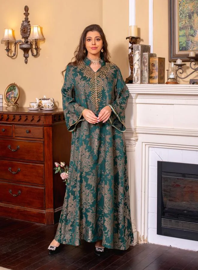 Take Two Green Beaded Maxi Jalabiya