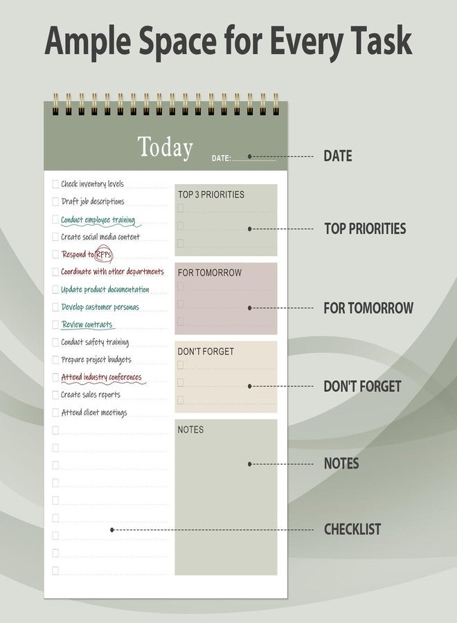 VALOME To Do List Notepad - To Do List Notebook for Work with 52 Sheets, Undated Daily Planner Notebook with Task Checklist, To Do List Notepad for Office Desk Accessories and Home School Supplies（Green） - Image 2
