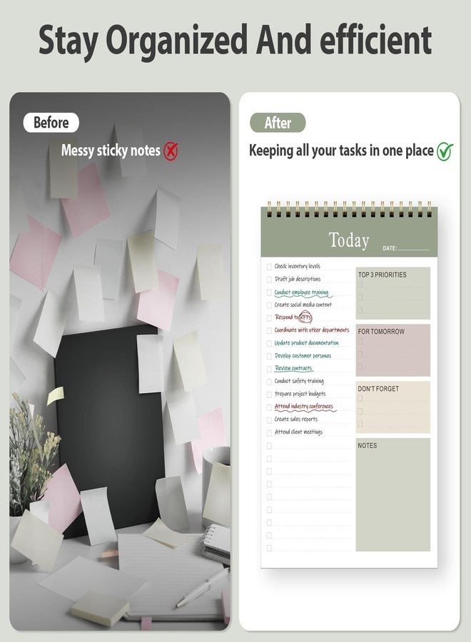 VALOME To Do List Notepad - To Do List Notebook for Work with 52 Sheets, Undated Daily Planner Notebook with Task Checklist, To Do List Notepad for Office Desk Accessories and Home School Supplies（Green） - Image 3