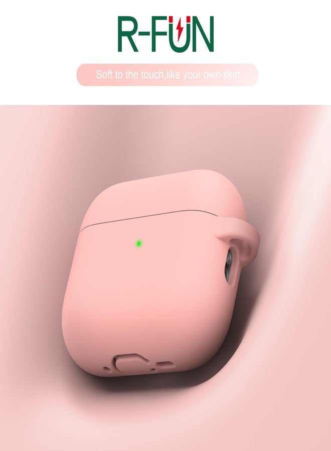 R-fun for AirPods Pro 3 Case (2025), Soft Silicone Protective Case Cover Compatible with Apple AirPods Pro 3rd Generation (USB-C Cable) for Women Men with Cleaning Kit and Keychain, Sand Pink - Image 3