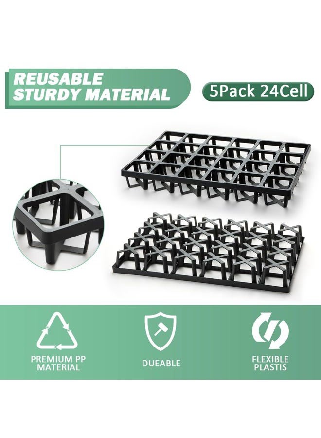 RooTrimmer 5 Pack Flower Pot Moving Tray, 24 Cell Square Nursery Pot Tray Plastic Planting Pot Carrying Trays for Moving Nursery Pot - Image 2