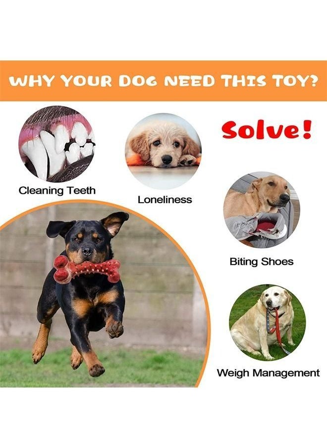 Generic - Dog Chew Toys for Aggressive Chewers Rubber Dog Bones Long Lasting Interactive Durable Dog Toys Indestructible Rubber Bone for Teeth Cleaning and Care (Red) - Image 1
