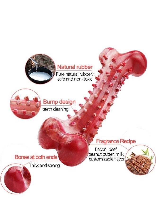 Generic - Dog Chew Toys for Aggressive Chewers Rubber Dog Bones Long Lasting Interactive Durable Dog Toys Indestructible Rubber Bone for Teeth Cleaning and Care (Red) - Image 1