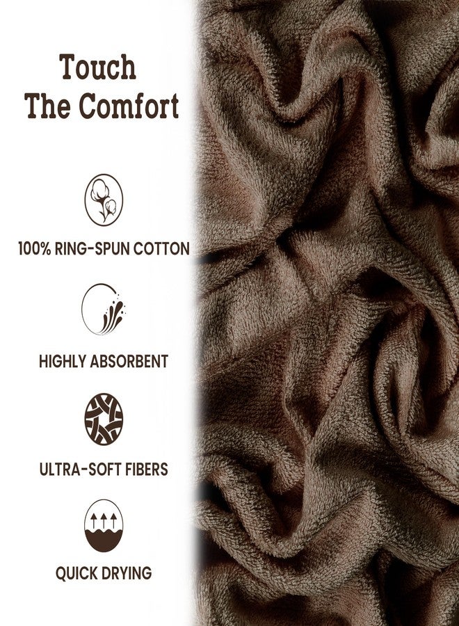 Casa Lino 100% Cotton Hand Towels for Bathroom - Soft, Highly Absorbent & Quick Dry Kitchen Towels - Gym Towel Set - Travel Towel Set - 24" x 16" - Pack of 4 - (Brown) - Image 5