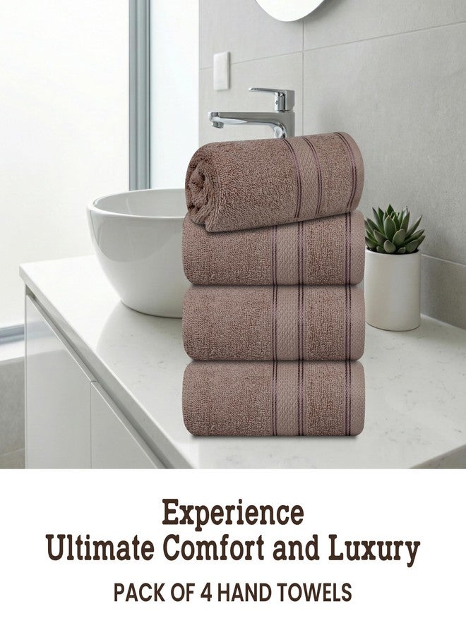 Casa Lino 100% Cotton Hand Towels for Bathroom - Soft, Highly Absorbent & Quick Dry Kitchen Towels - Gym Towel Set - Travel Towel Set - 24" x 16" - Pack of 4 - (Brown) - Image 2