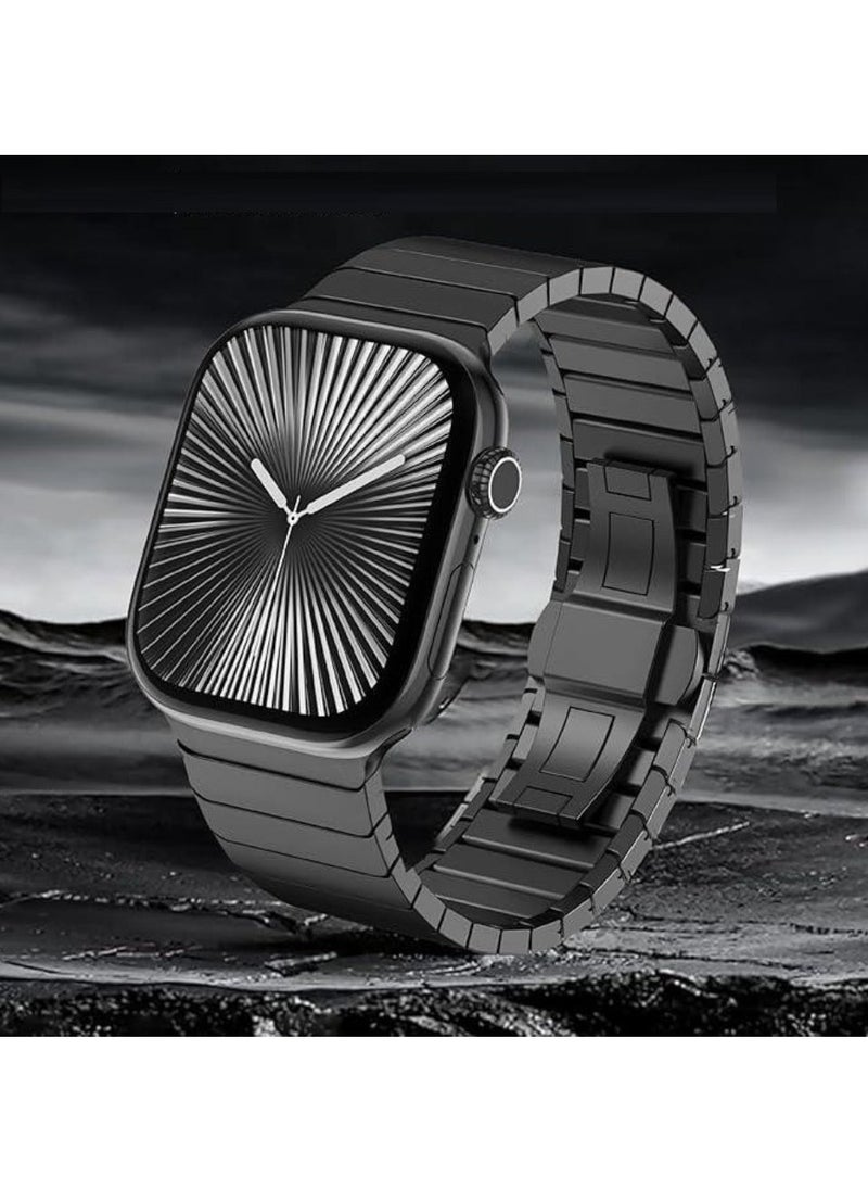 TIGER Stainless Steel Strap for iWatch 49mm, 46mm, 45mm, 44mm, 42mm – Black Replacement Band for Apple Watch Ultra 3, Ultra 2, Ultra, Series 10, 9, 8, 7, SE, 6, 5, 4, 3, 2, 1 – Sleek, Durable & Adjustable - Image 4