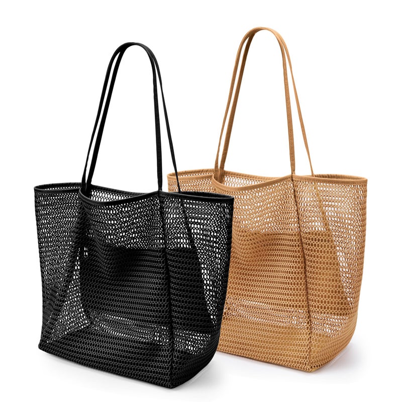 KALIDI Reusable Grocery bag 2 Packs Large Tote Bag 15X15 Durable Mesh Foldable Daily Utility Shopping Laundry BAG