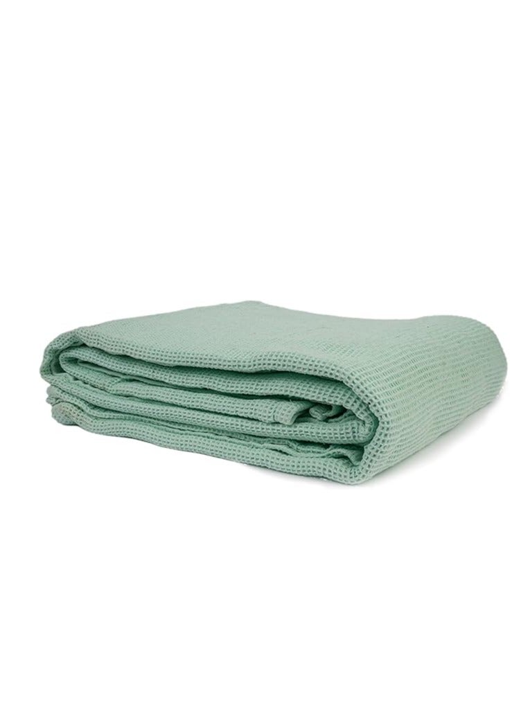 مفرش سرير كتان قطن مقاس 180*250 سم اخضر فاتح - Image 2