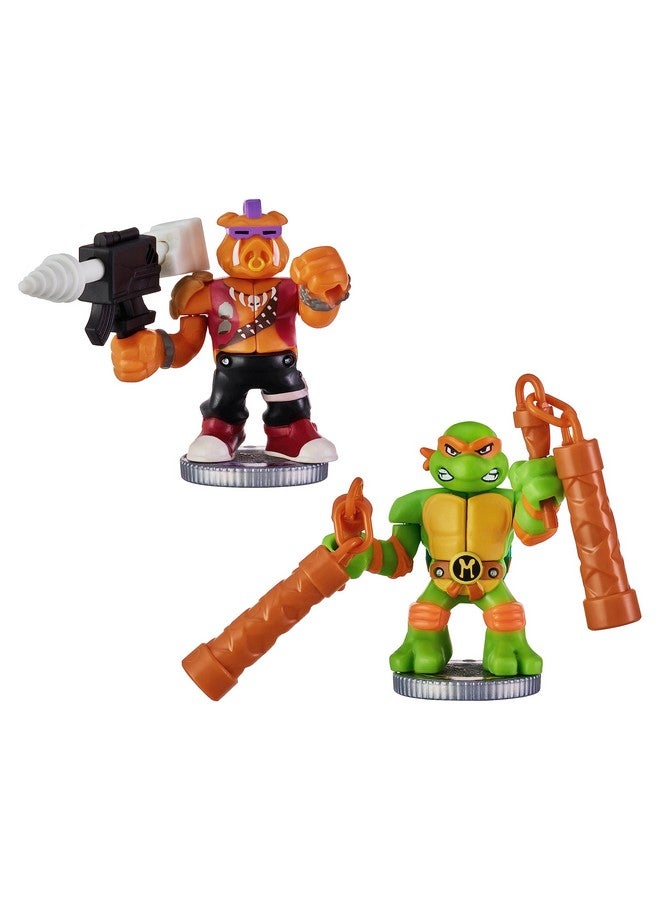 AKEDO Legends of Akedo Teenage Mutant Ninja Turtles. Mini Battling Warriors Versus Pack Michelangelo Vs Bebop With 2 Figures, 1 Instruction Manual, 2 Trigger Controllers - Image 4