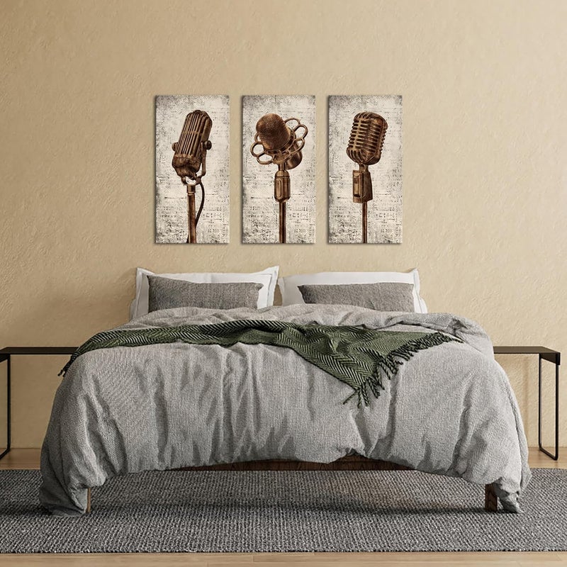 RnnJoile Vintage Studio Microphones Canvas Print Set - Image 2
