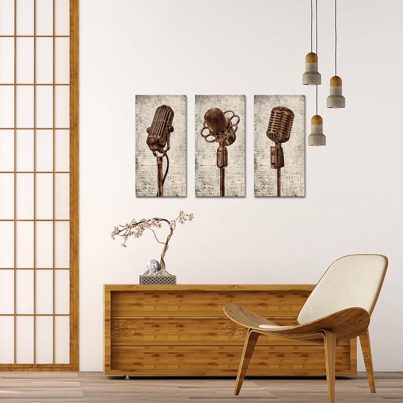 RnnJoile Vintage Studio Microphones Canvas Print Set - Image 4