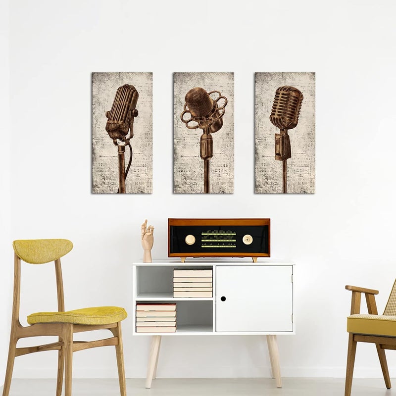 RnnJoile Vintage Studio Microphones Canvas Print Set - Image 3