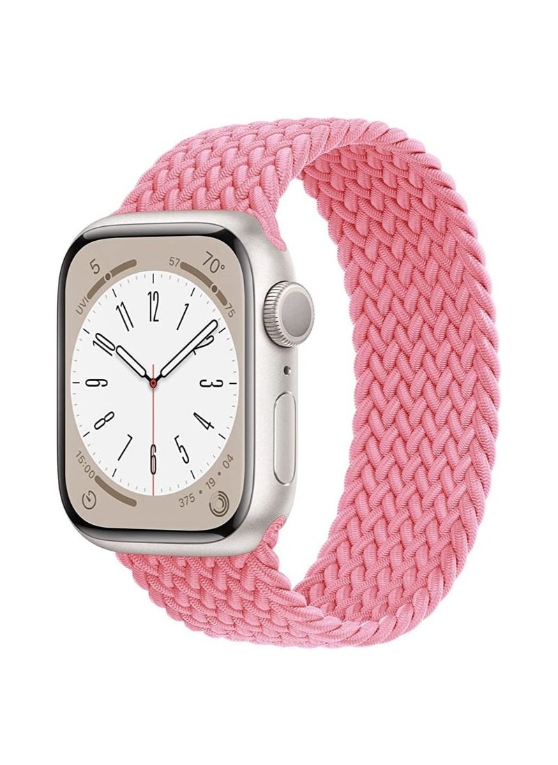 Risen Solo Loop Nylon Braided Strap Compatible with Apple Watch Band 49mm/45mm/44mm/42mm Replacement Strap For iWatch Series 8 Ultra SE 7 6 5 4 3 2 1 Pink  - Image 2