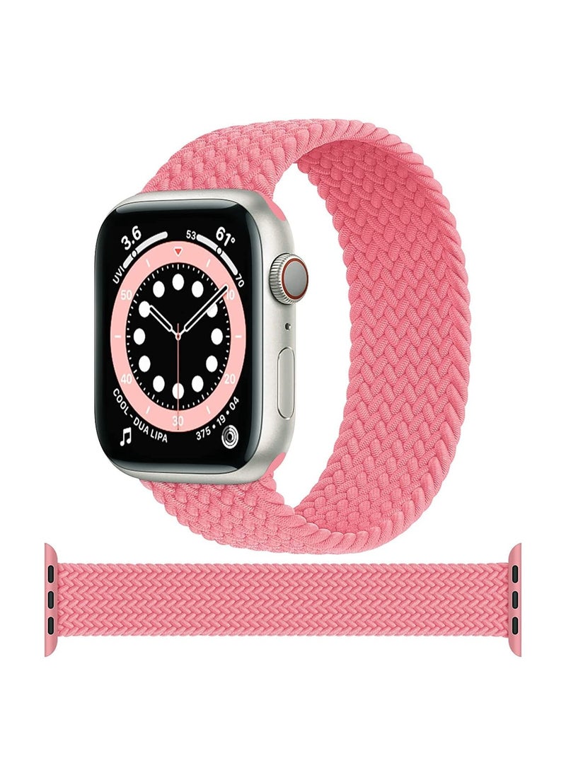 Risen Solo Loop Nylon Braided Strap Compatible with Apple Watch Band 49mm/45mm/44mm/42mm Replacement Strap For iWatch Series 8 Ultra SE 7 6 5 4 3 2 1 Pink  - Image 1