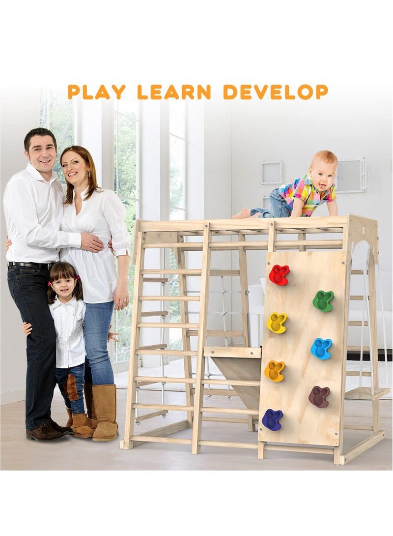 شو وو صالة ألعاب داخلية، ألعاب تسلق للأطفال الصغار، ألعاب تسلق داخلية للأطفال الصغار، مجموعة ألعاب تسلق مع زحليقة، صخرة/شبكة تسلق، قضبان قرد، لوحة رسم، لعبة أباكوس وأرجوحة - Image 3