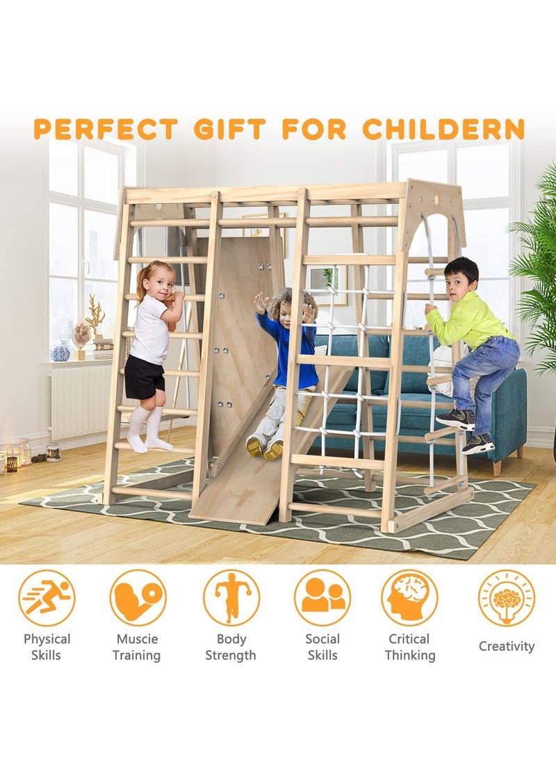 شو وو صالة ألعاب داخلية، ألعاب تسلق للأطفال الصغار، ألعاب تسلق داخلية للأطفال الصغار، مجموعة ألعاب تسلق مع زحليقة، صخرة/شبكة تسلق، قضبان قرد، لوحة رسم، لعبة أباكوس وأرجوحة - Image 5