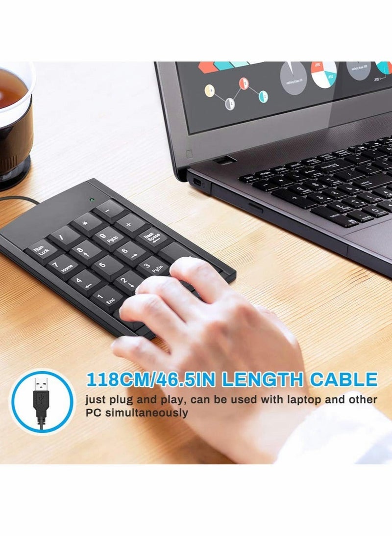 Captaintech Number Pad, 19-key Portable Wired Numeric Keypad, Keyboard Extensions with Multiple Shortcuts for Laptop Desktop PC Notebook - Image 5